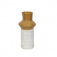 Jarra Ceramica Cálice Branco e Mostarda 0.41m altura